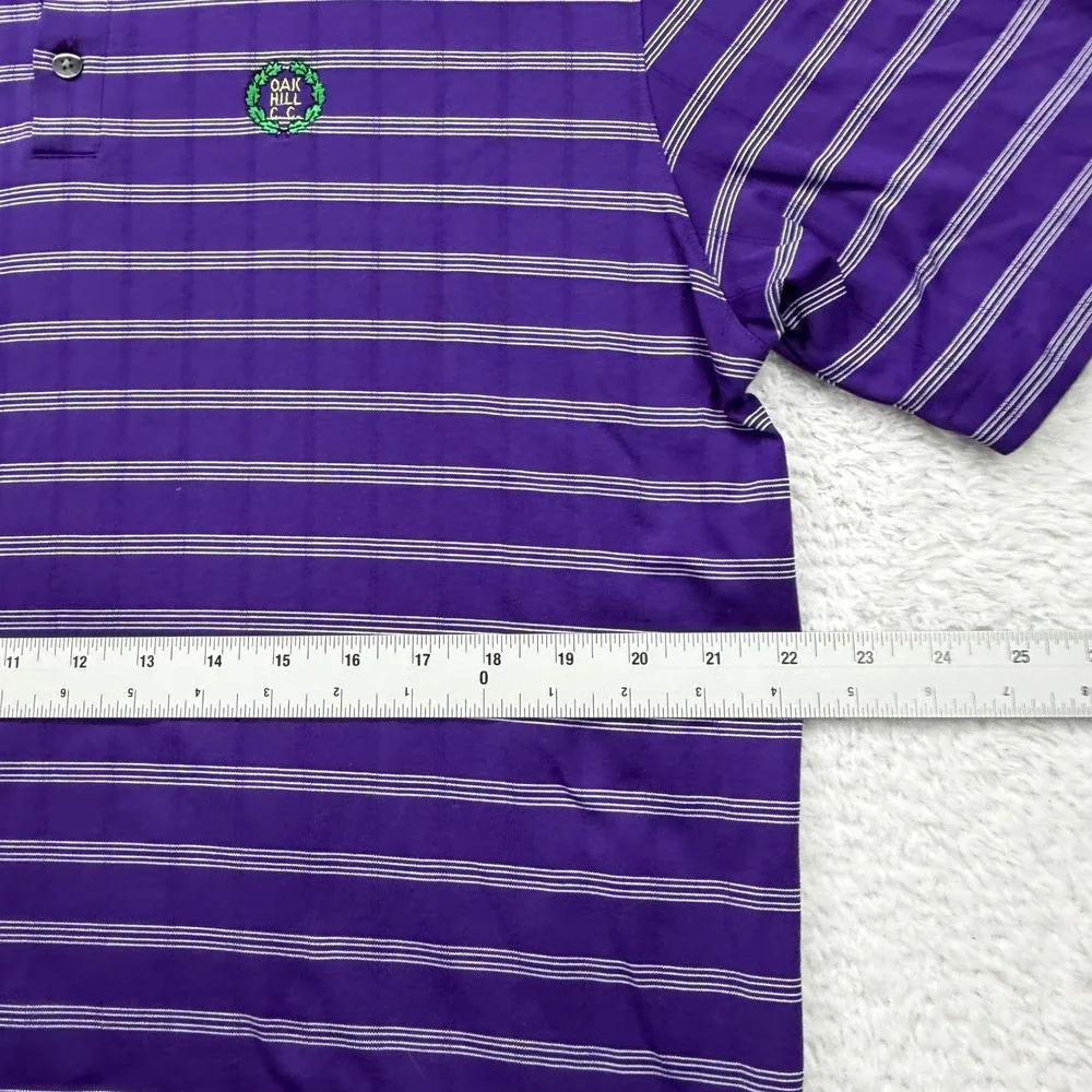 Nike Tiger‎ Woods Collection Purple Striped Golf Polo Shirt Oak Hill C.C.